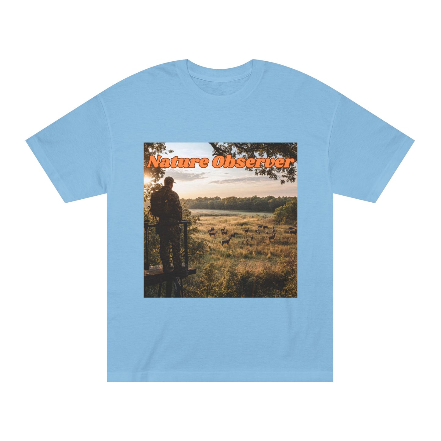 T-shirt of a hunter over a field of deer