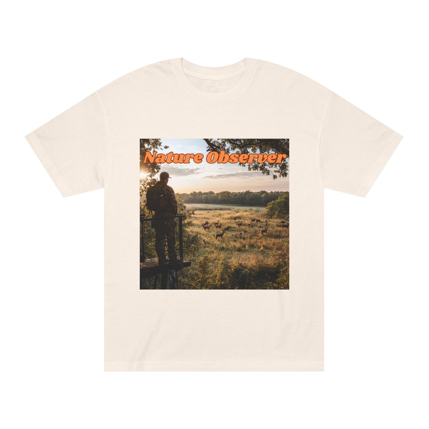 T-shirt of a hunter over a field of deer