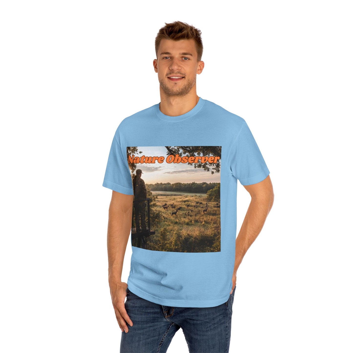 T-shirt of a hunter over a field of deer