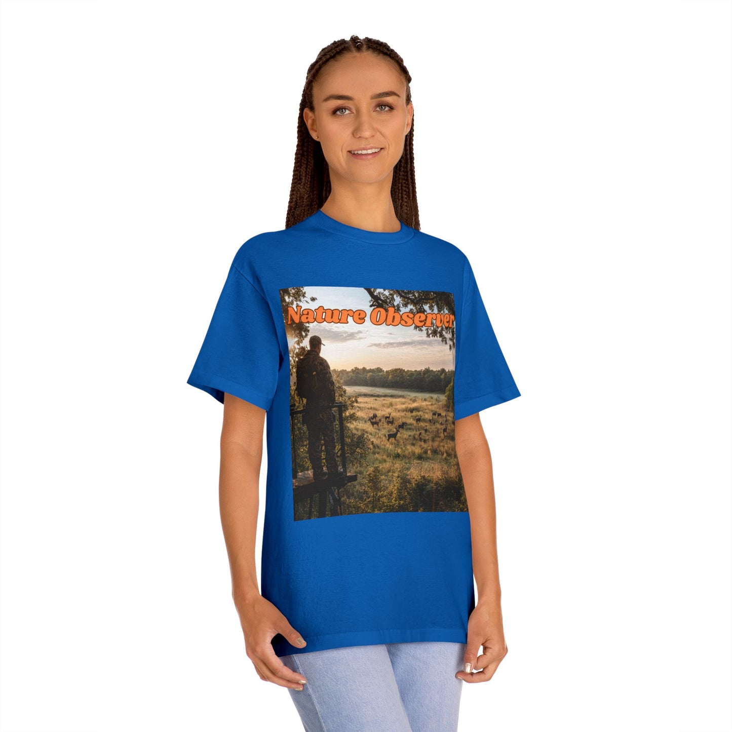 T-shirt of a hunter over a field of deer