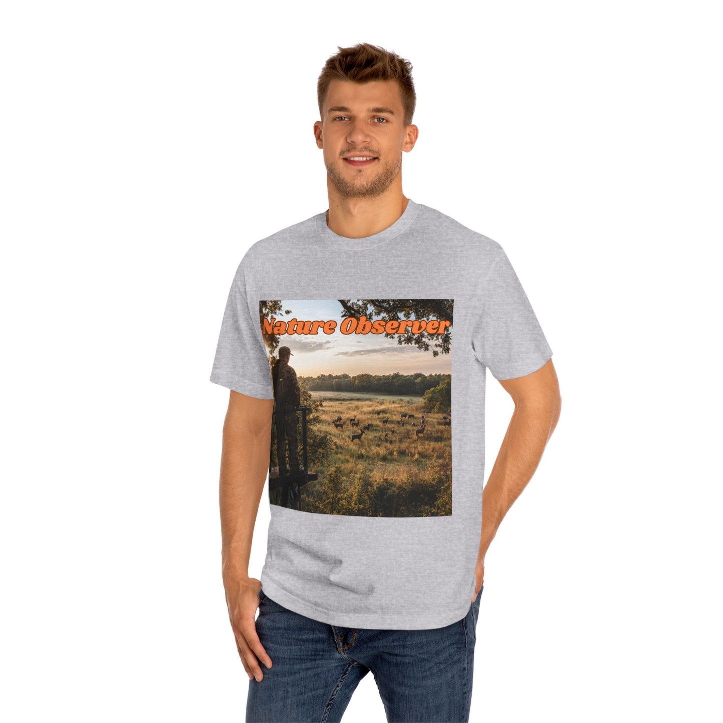 T-shirt of a hunter over a field of deer