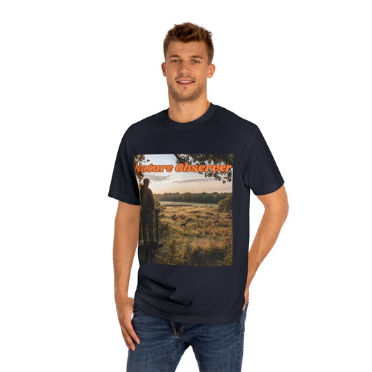 T-shirt of a hunter over a field of deer