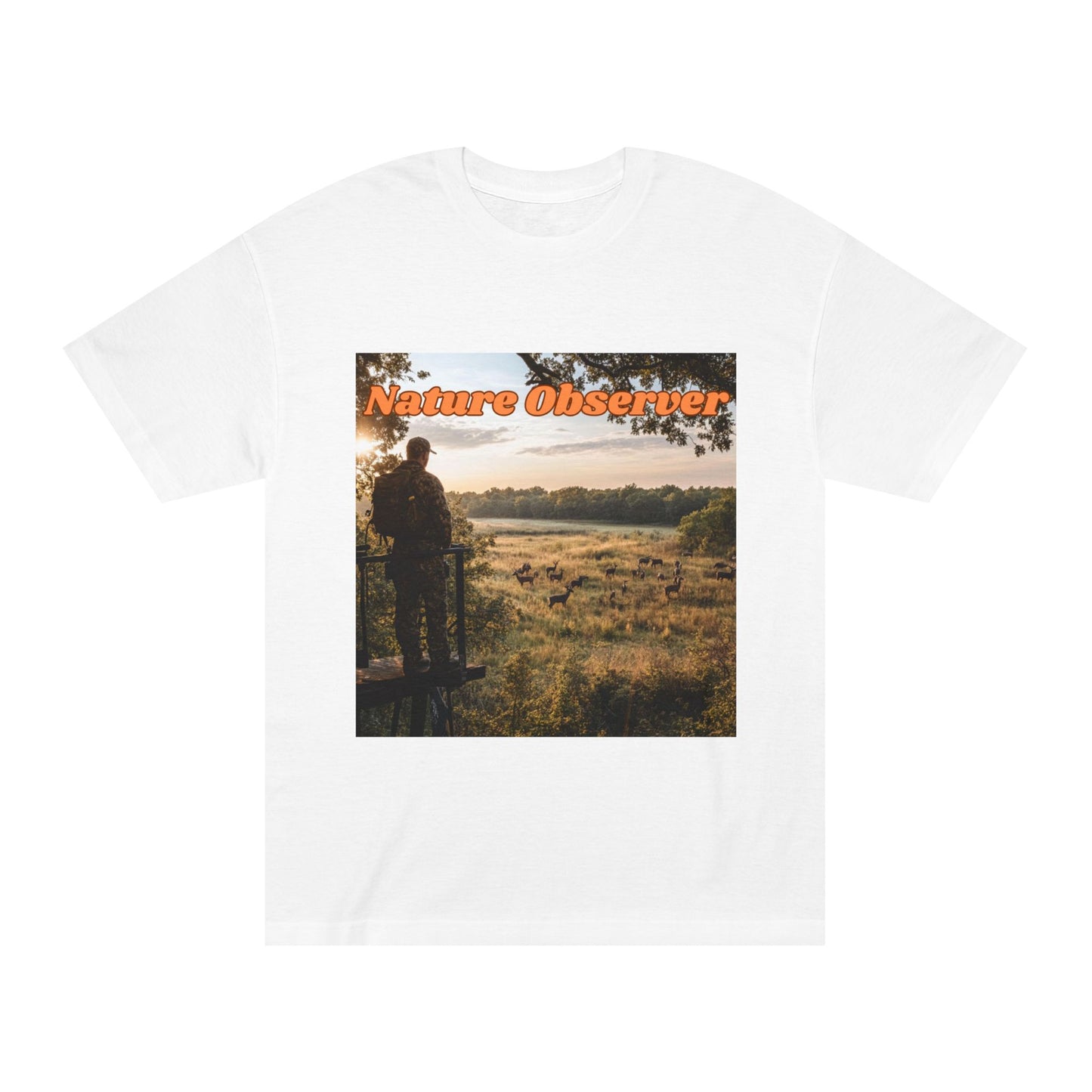 T-shirt of a hunter over a field of deer