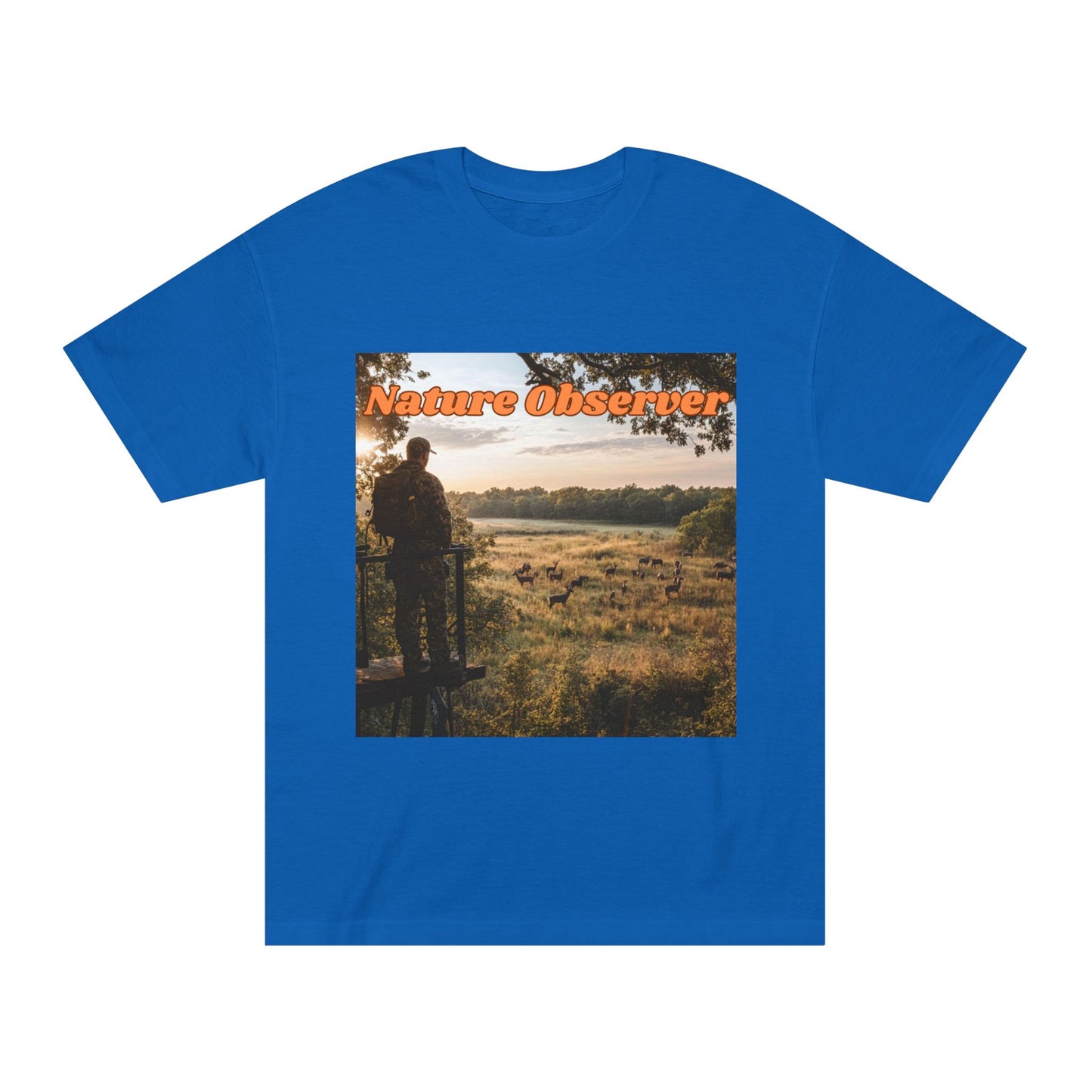 T-shirt of a hunter over a field of deer